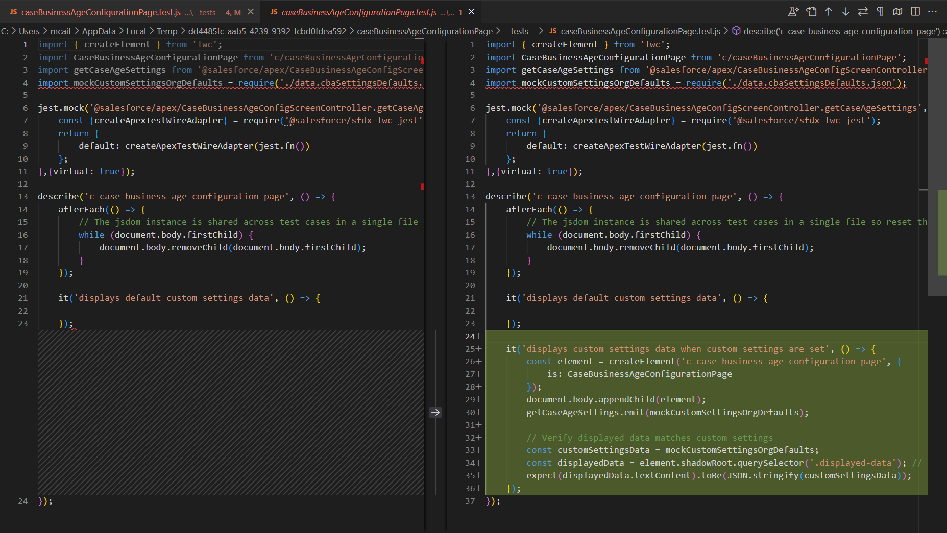Test Generation After Setup
