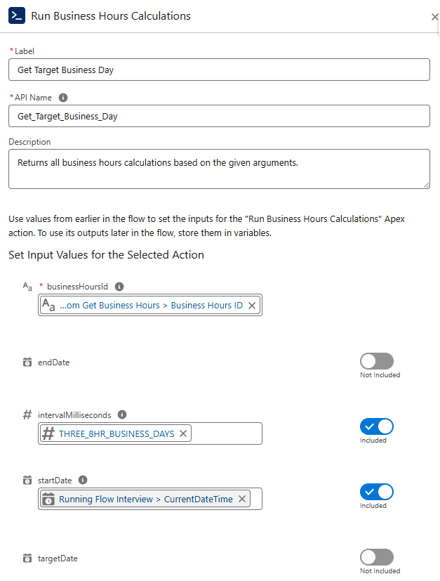 Screenshot of Apex Action Configuration