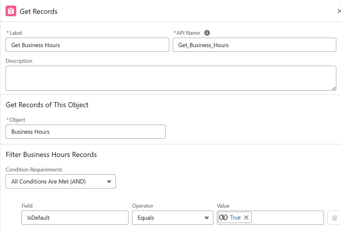 Screenshot of Get Records configuration